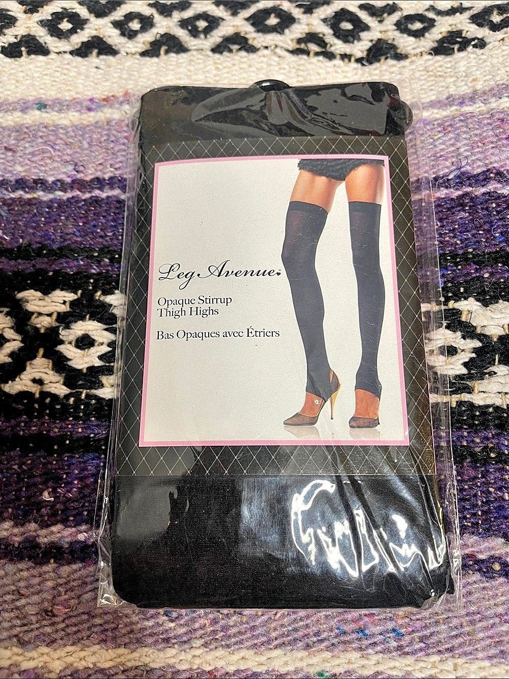 NEW! Leg Avenue Opaque Black Stirrup Thigh Highs NWT